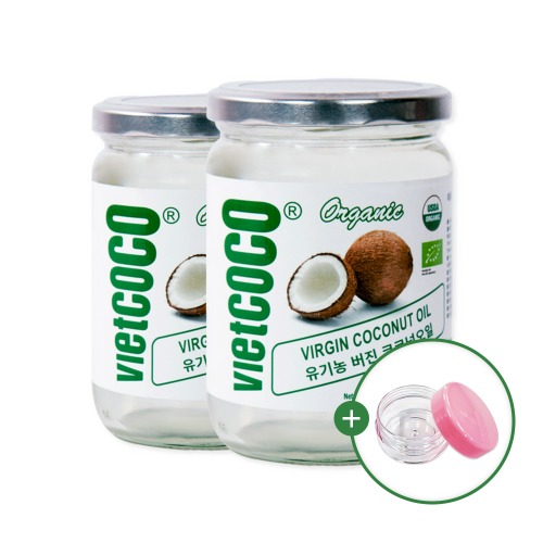 비엣코코 유기농 코코넛오일 500ml 2병 +(증정)미니공병 먹고바르는오일바른제품연구소